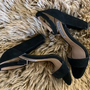 Steve Madden Black Suede Carrson Ankle Strap Heel